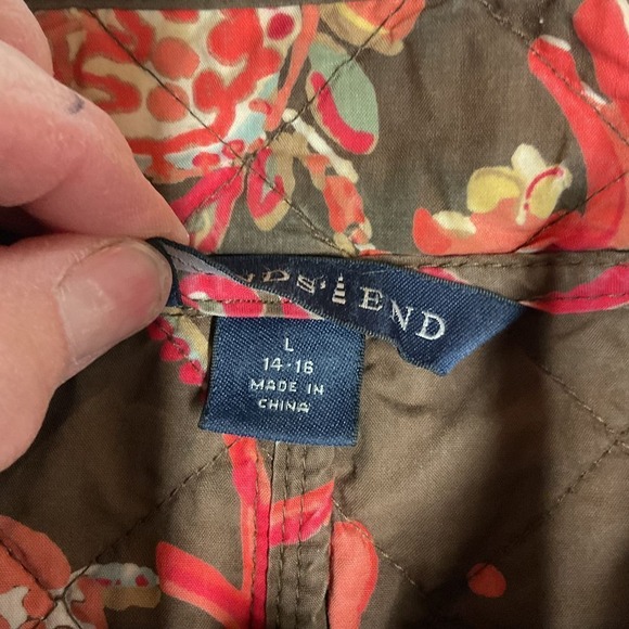 Lands' End Thermolite Reversible Barn Quilted Jacket Brown Floral Print Size‎ L - Picture 14 of 16